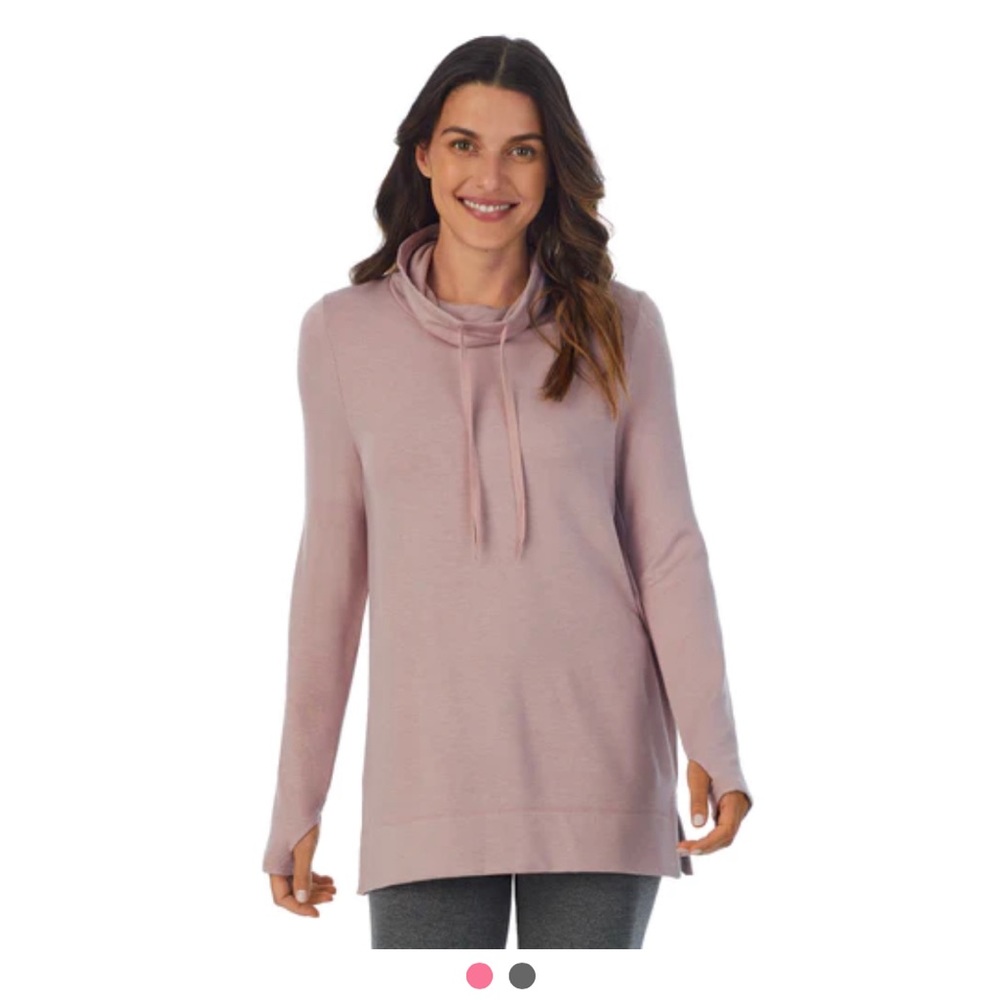 NWT Cuddl Duds Ultra Cozy Long Sleeve Cowl Tunic with thumb holes in soft pink